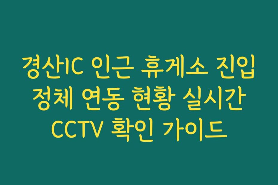 경산IC 인근 휴게소 진입 정체 연동 현황 실시간 CCTV 확인 가이드