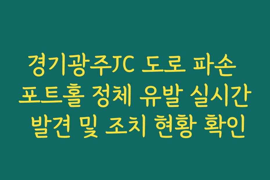 경기광주JC 도로 파손 포트홀 정체 유발 실시간 발견 및 조치 현황 확인