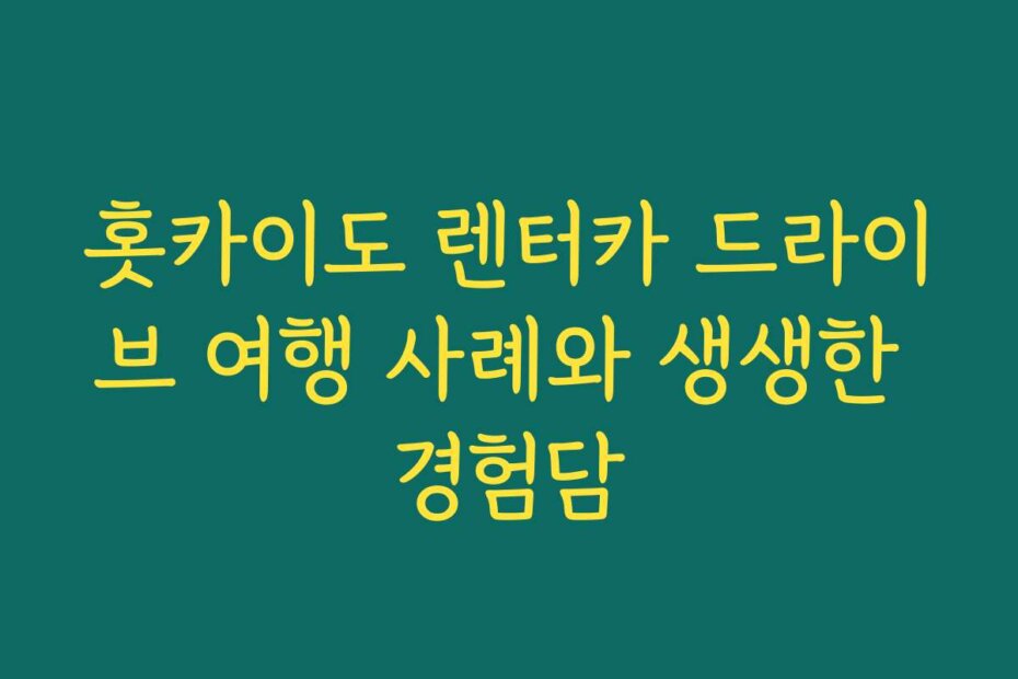 홋카이도 렌터카 드라이브 여행 사례와 생생한 경험담