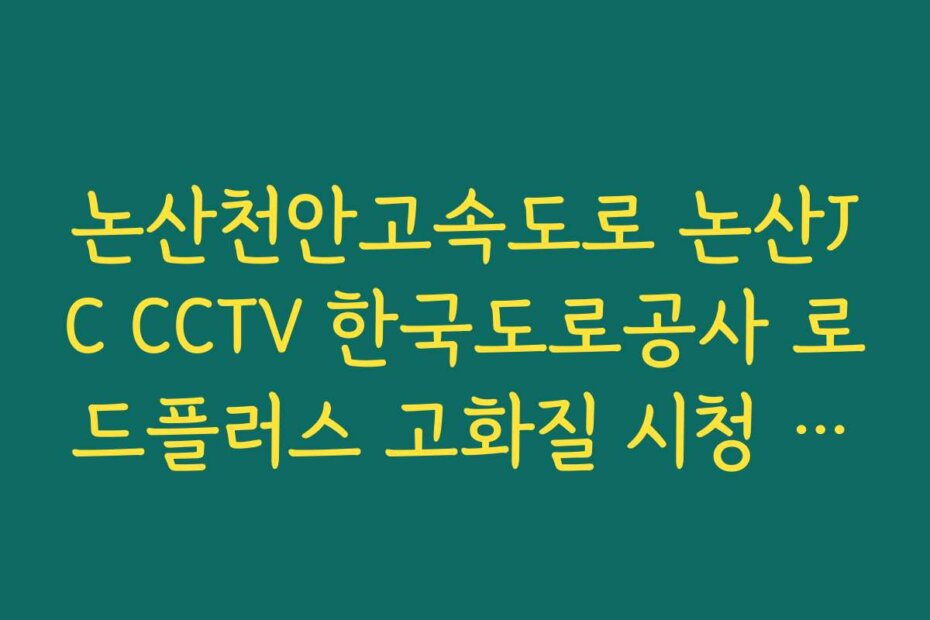 논산천안고속도로 논산JC CCTV 한국도로공사 로드플러스 고화질 시청 방법