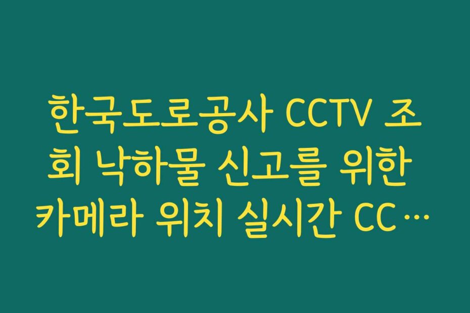 한국도로공사 CCTV 조회 낙하물 신고를 위한 카메라 위치 실시간 CCTV 확인