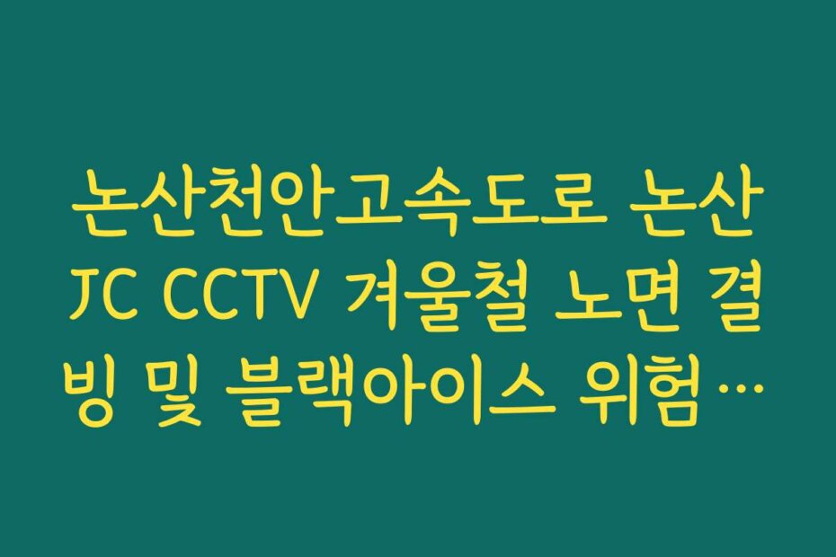 논산천안고속도로 논산JC CCTV 겨울철 노면 결빙 및 블랙아이스 위험 체크