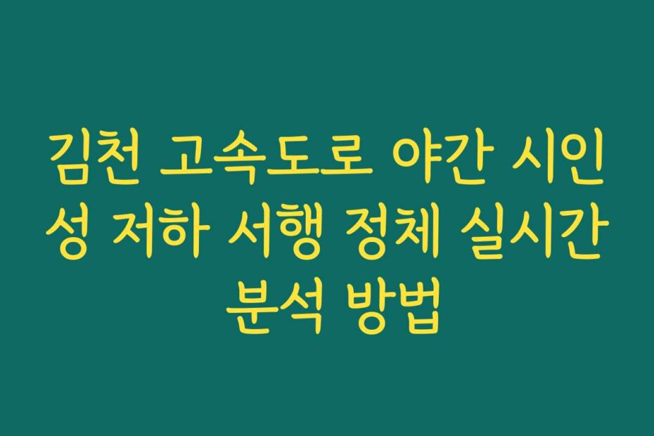 김천 고속도로 야간 시인성 저하 서행 정체 실시간 분석 방법