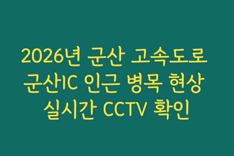 2026년 군산 고속도로 군산IC 인근 병목 현상 실시간 CCTV 확인