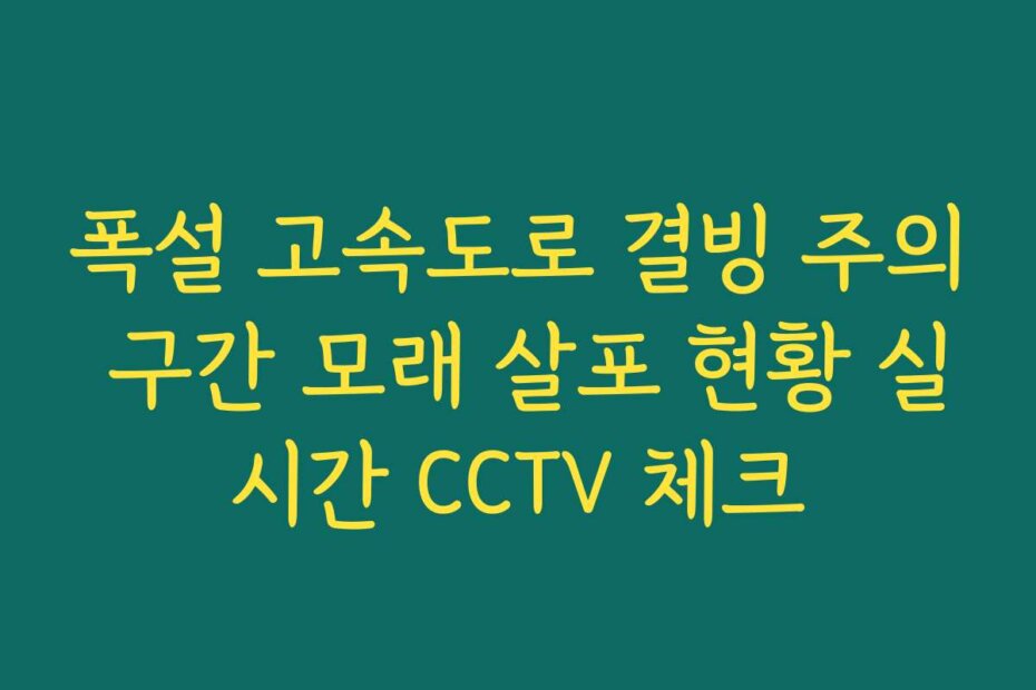 폭설 고속도로 결빙 주의 구간 모래 살포 현황 실시간 CCTV 체크