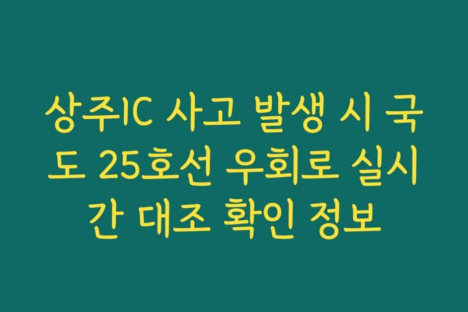 상주IC 사고 발생 시 국도 25호선 우회로 실시간 대조 확인 정보