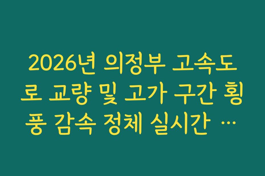 2026년 의정부 고속도로 교량 및 고가 구간 횡풍 감속 정체 실시간 확인