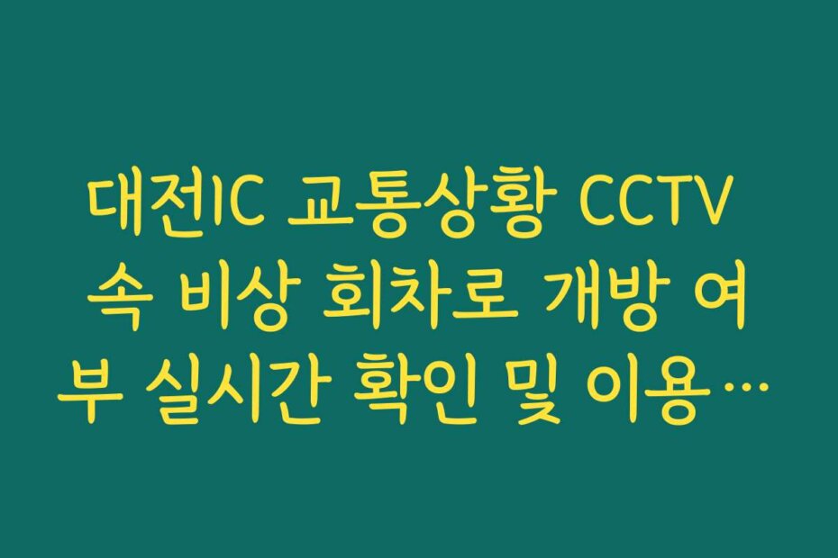 대전IC 교통상황 CCTV 속 비상 회차로 개방 여부 실시간 확인 및 이용 가이드