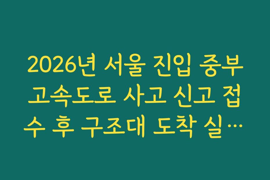 2026년 서울 진입 중부고속도로 사고 신고 접수 후 구조대 도착 실시간 확인