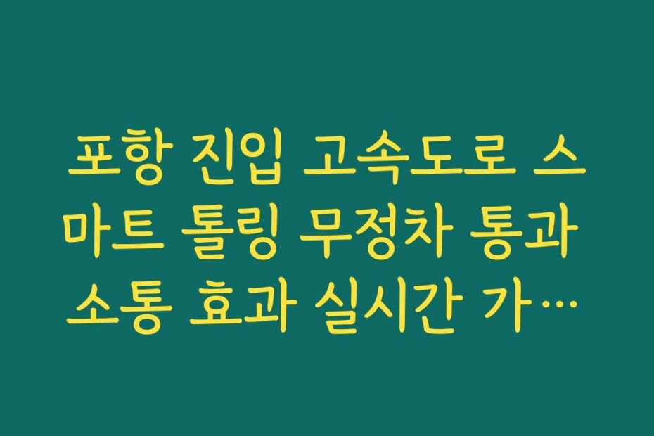 포항 진입 고속도로 스마트 톨링 무정차 통과 소통 효과 실시간 가이드