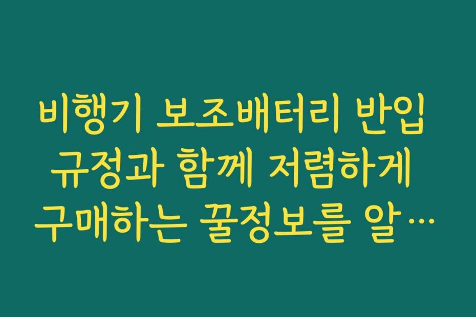 비행기 보조배터리 반입 규정과 함께 저렴하게 구매하는 꿀정보를 알려드립니다