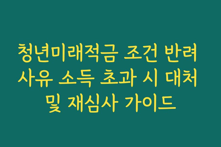 청년미래적금 조건 반려 사유 소득 초과 시 대처 및 재심사 가이드