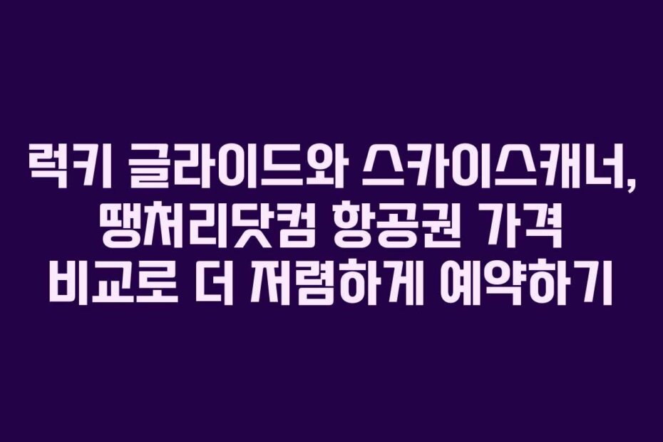 럭키 글라이드와 스카이스캐너, 땡처리닷컴 항공권 가격 비교로 더 저렴하게 예약하기