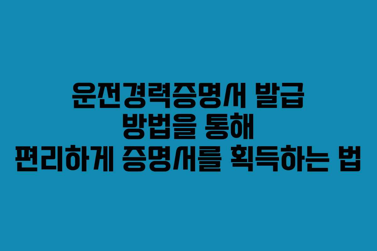 운전경력증명서 발급 방법을 통해 편리하게 증명서를 획득하는 법