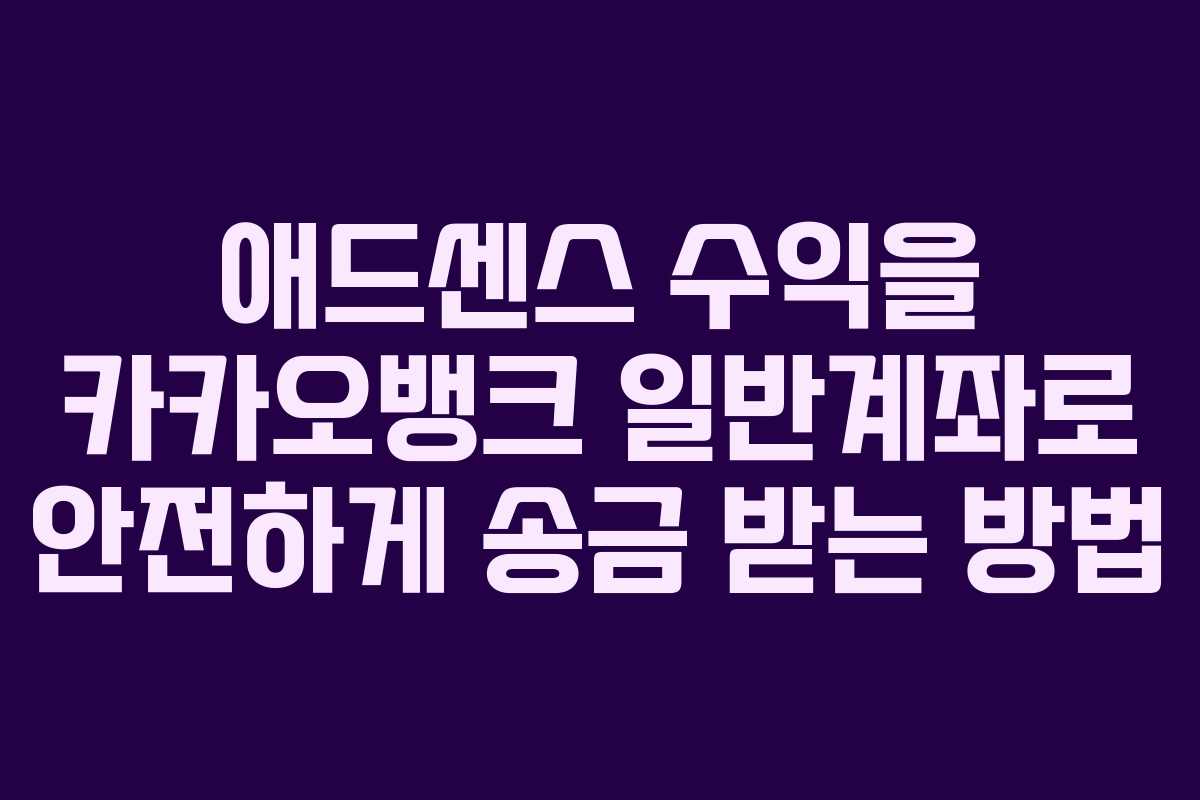 애드센스 수익을 카카오뱅크 일반계좌로 안전하게 송금 받는 방법