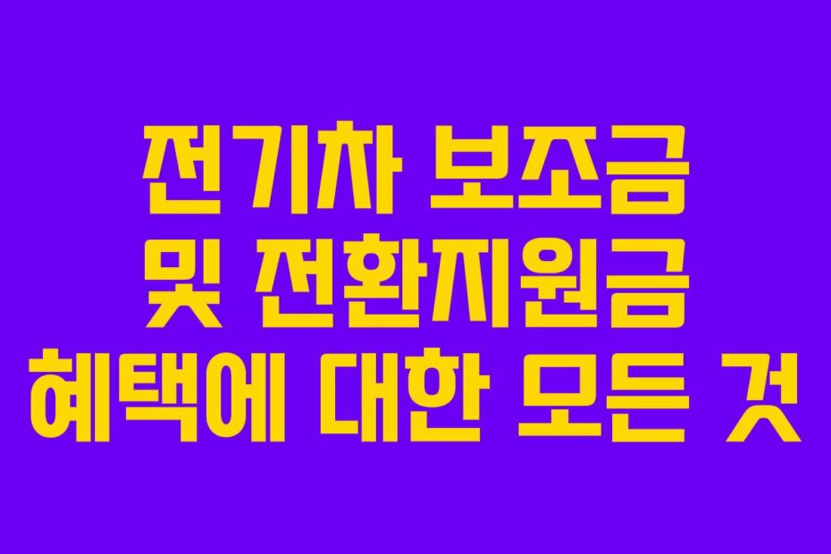 전기차 보조금 및 전환지원금 혜택에 대한 모든 것