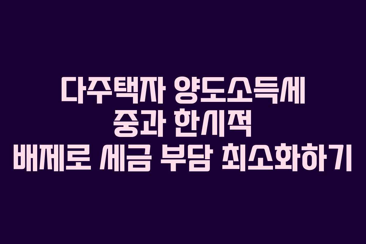 다주택자 양도소득세 중과 한시적 배제로 세금 부담 최소화하기