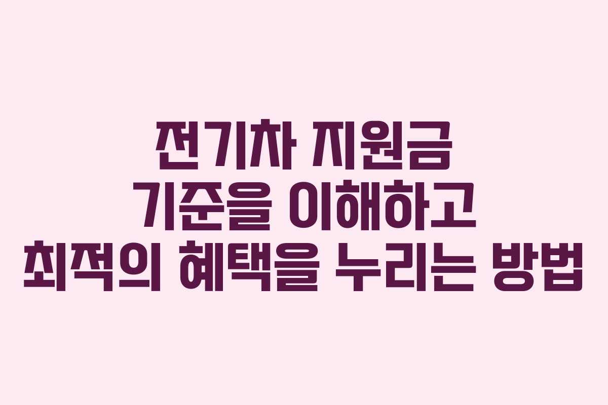 전기차 지원금 기준을 이해하고 최적의 혜택을 누리는 방법
