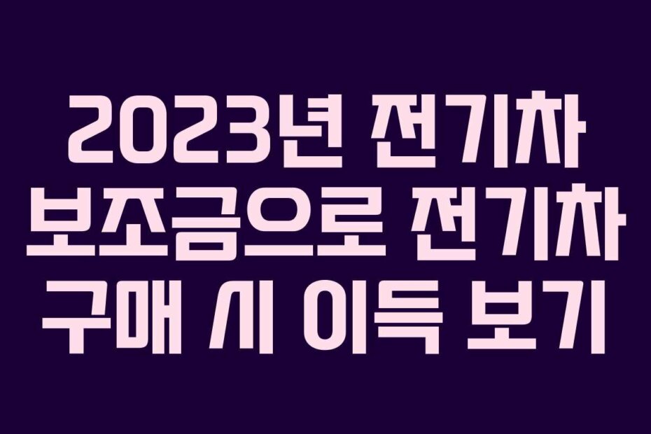 2023년 전기차 보조금으로 전기차 구매 시 이득 보기