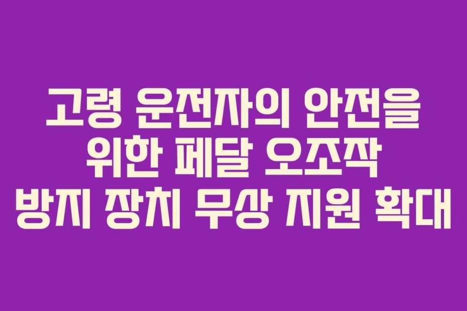 고령 운전자의 안전을 위한 페달 오조작 방지 장치 무상 지원 확대