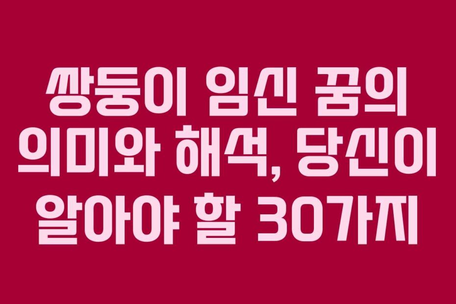 쌍둥이 임신 꿈의 의미와 해석, 당신이 알아야 할 30가지