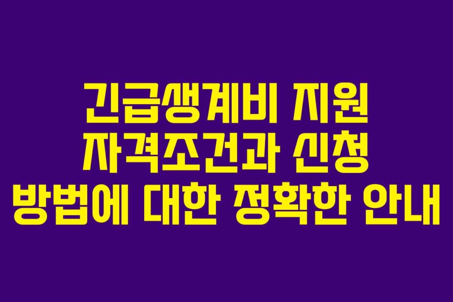 긴급생계비 지원 자격조건과 신청 방법에 대한 정확한 안내
