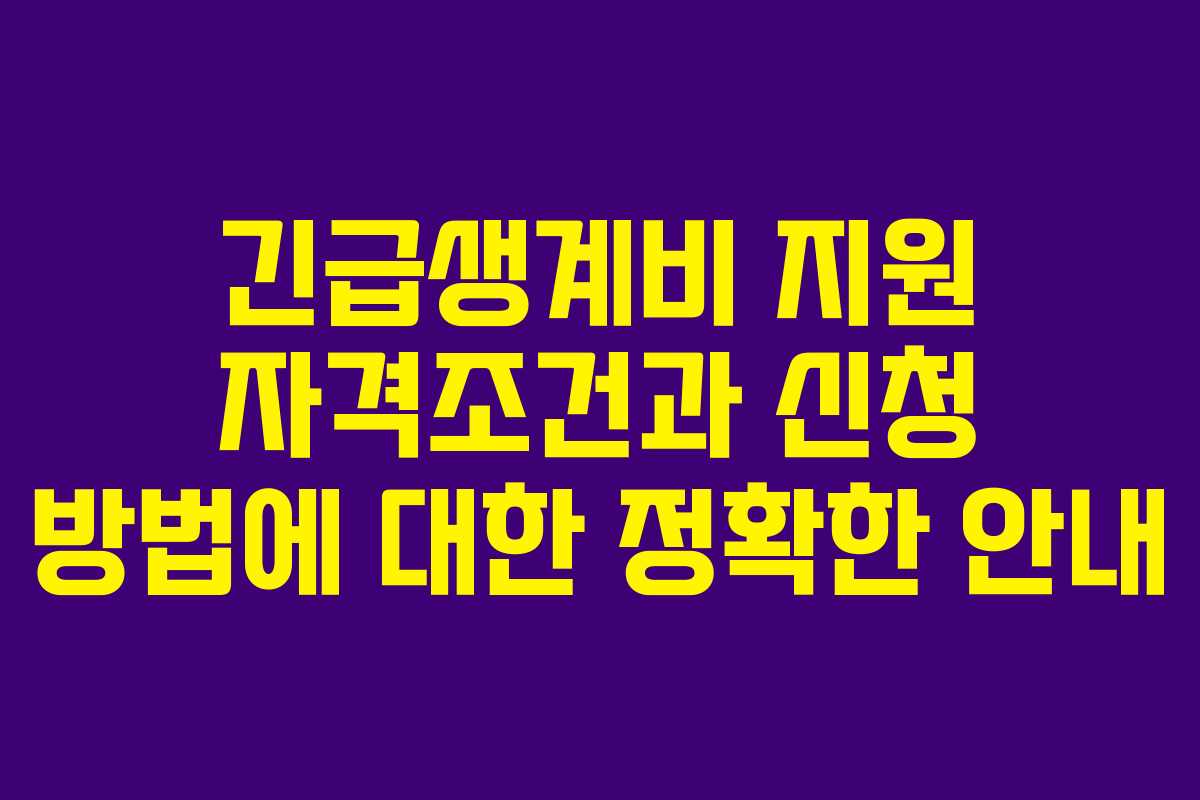 긴급생계비 지원 자격조건과 신청 방법에 대한 정확한 안내