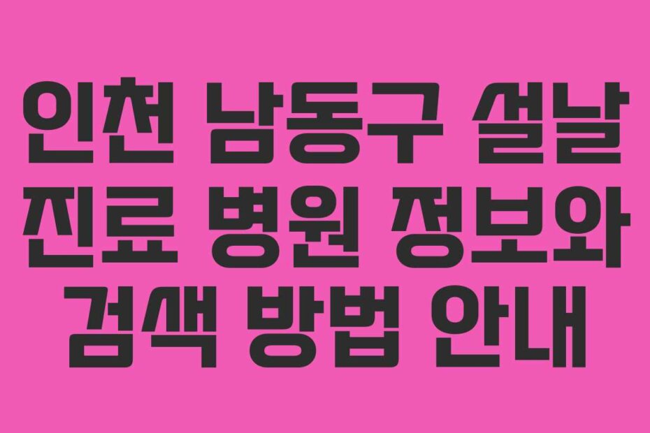 인천 남동구 설날 진료 병원 정보와 검색 방법 안내