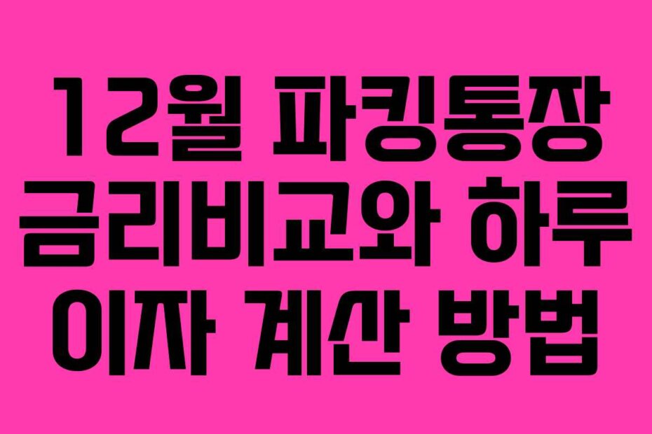 12월 파킹통장 금리비교와 하루 이자 계산 방법