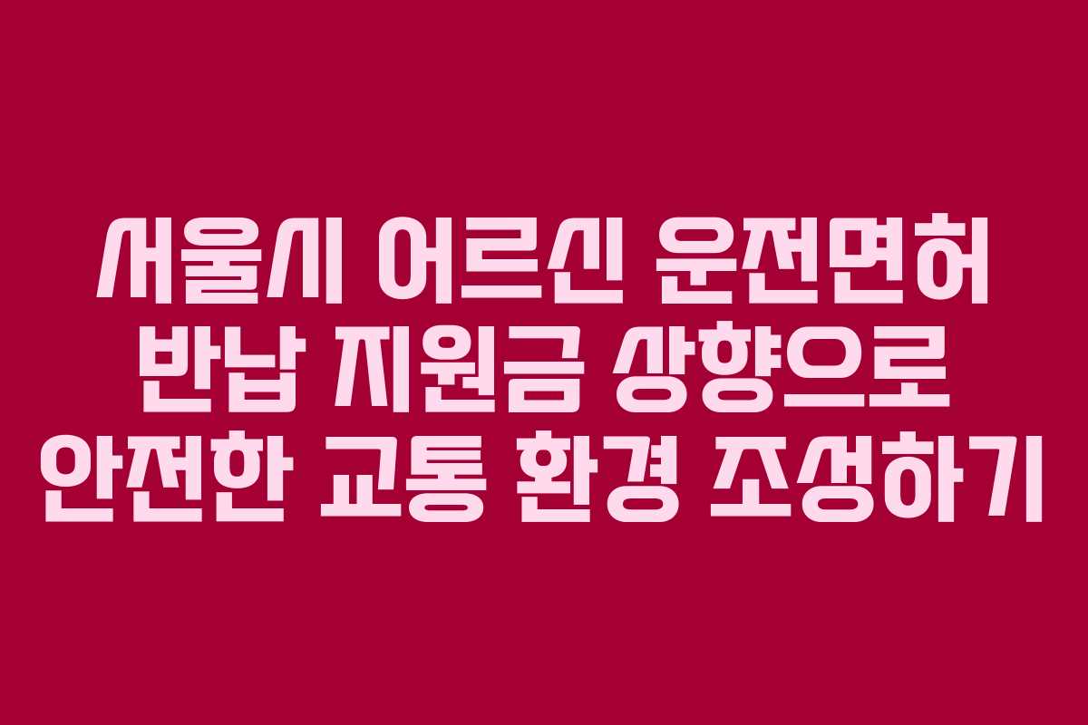 서울시 어르신 운전면허 반납 지원금 상향으로 안전한 교통 환경 조성하기