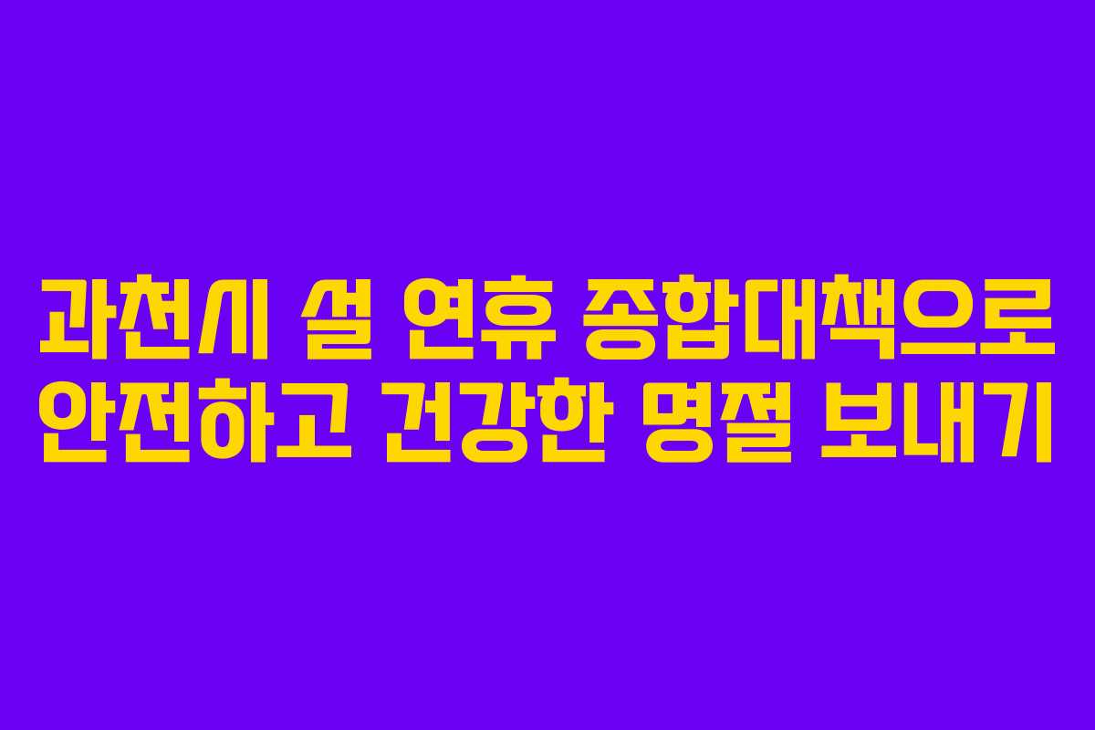 과천시 설 연휴 종합대책으로 안전하고 건강한 명절 보내기