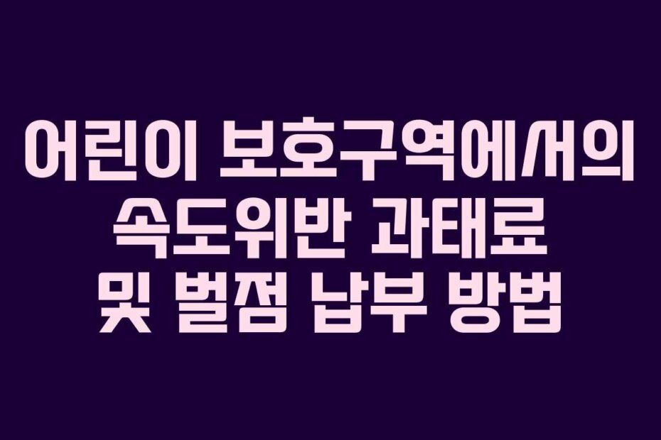 어린이 보호구역에서의 속도위반 과태료 및 벌점 납부 방법