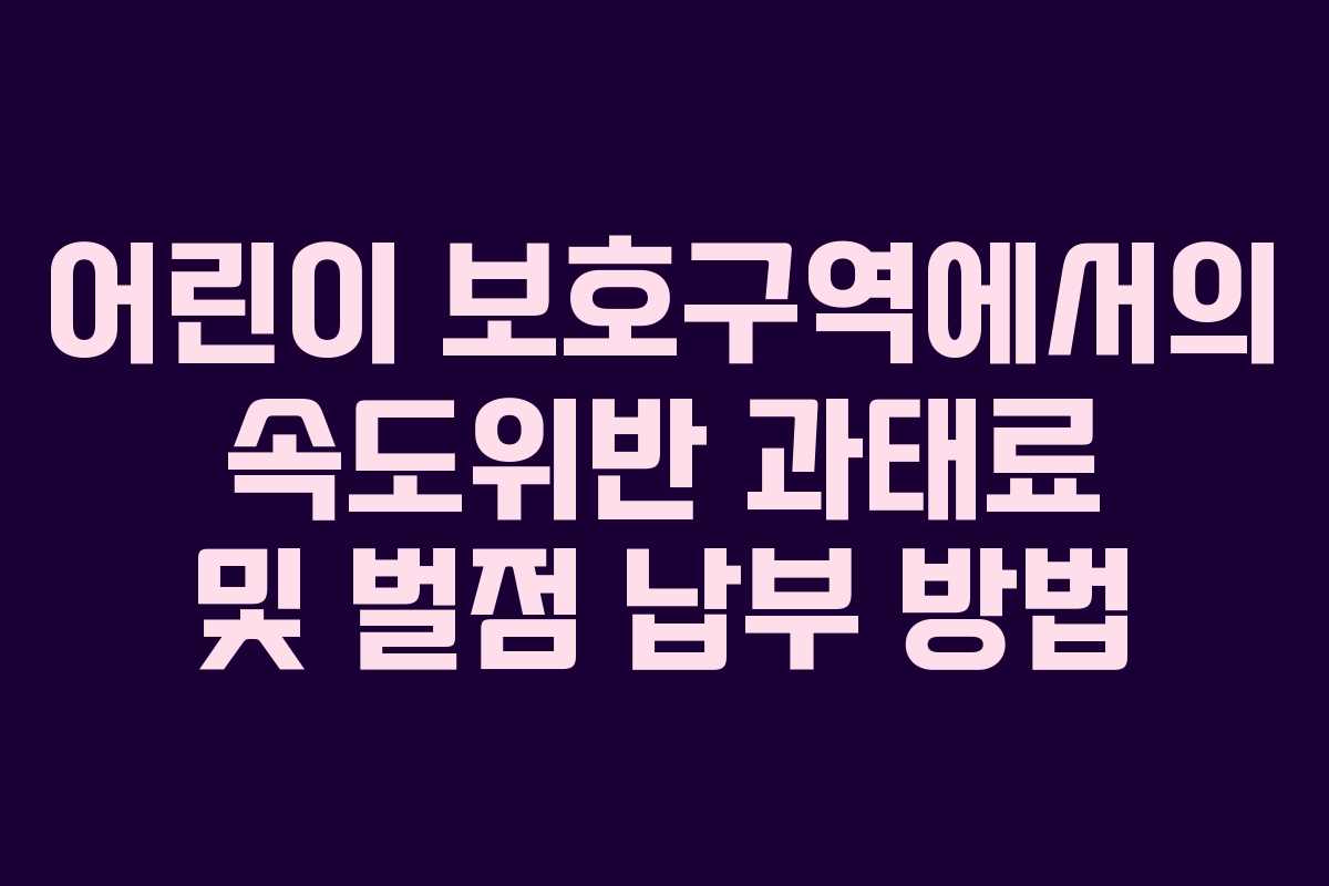 어린이 보호구역에서의 속도위반 과태료 및 벌점 납부 방법