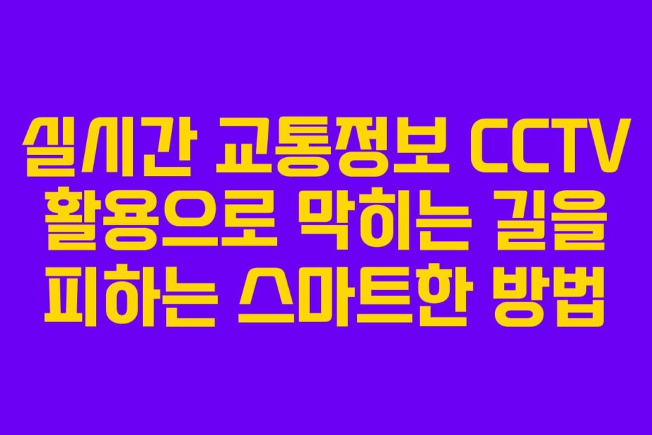 실시간 교통정보 CCTV 활용으로 막히는 길을 피하는 스마트한 방법