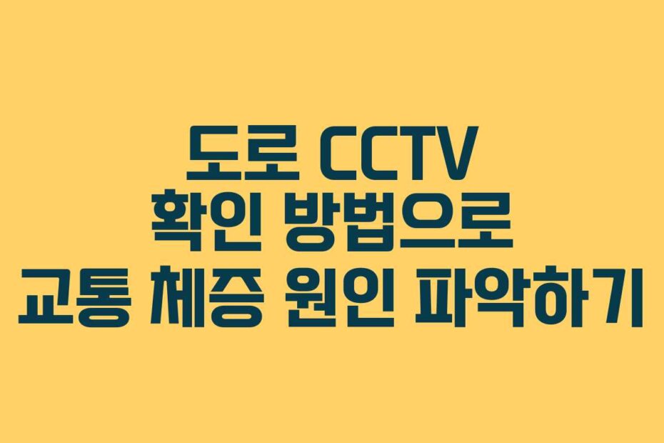 도로 CCTV 확인 방법으로 교통 체증 원인 파악하기
