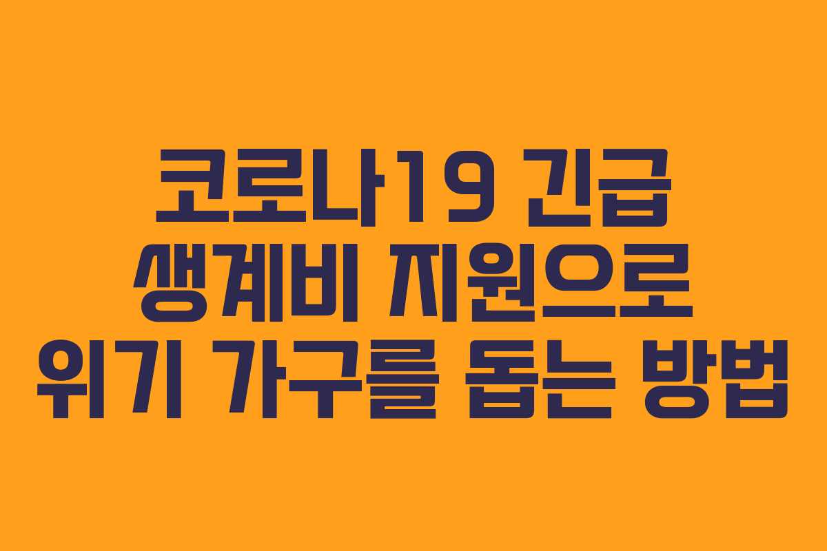 코로나19 긴급 생계비 지원으로 위기 가구를 돕는 방법