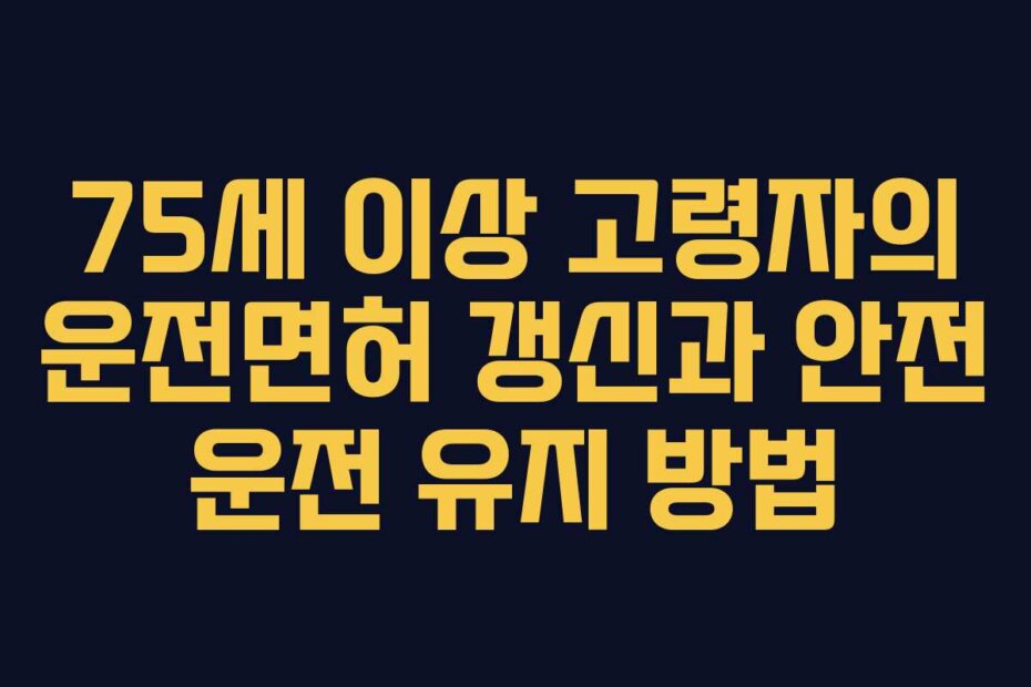 75세 이상 고령자의 운전면허 갱신과 안전 운전 유지 방법