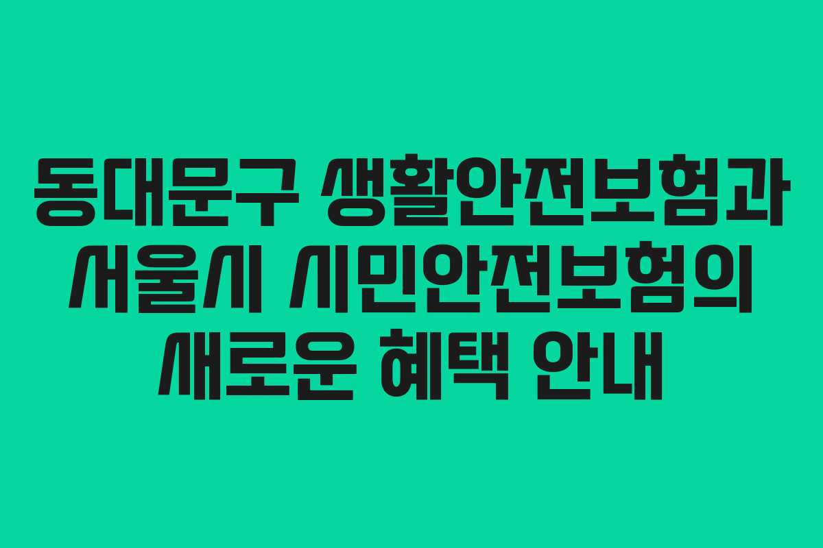 동대문구 생활안전보험과 서울시 시민안전보험의 새로운 혜택 안내
