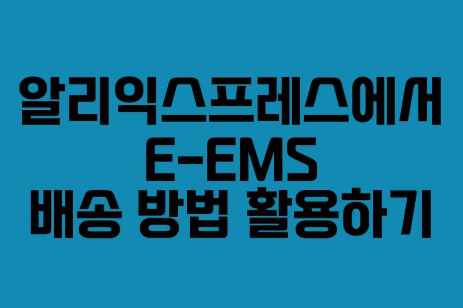 알리익스프레스에서 E-EMS 배송 방법 활용하기