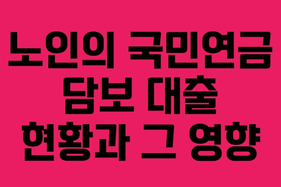 노인의 국민연금 담보 대출 현황과 그 영향