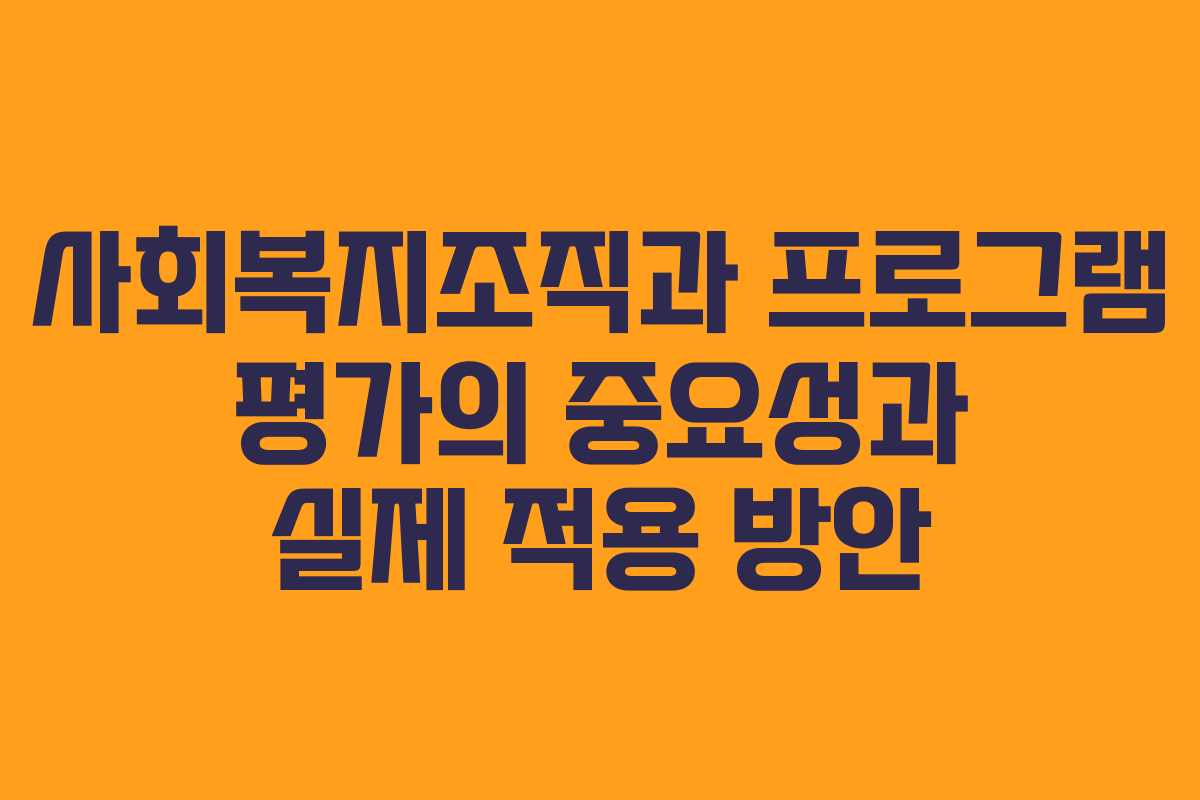 사회복지조직과 프로그램 평가의 중요성과 실제 적용 방안