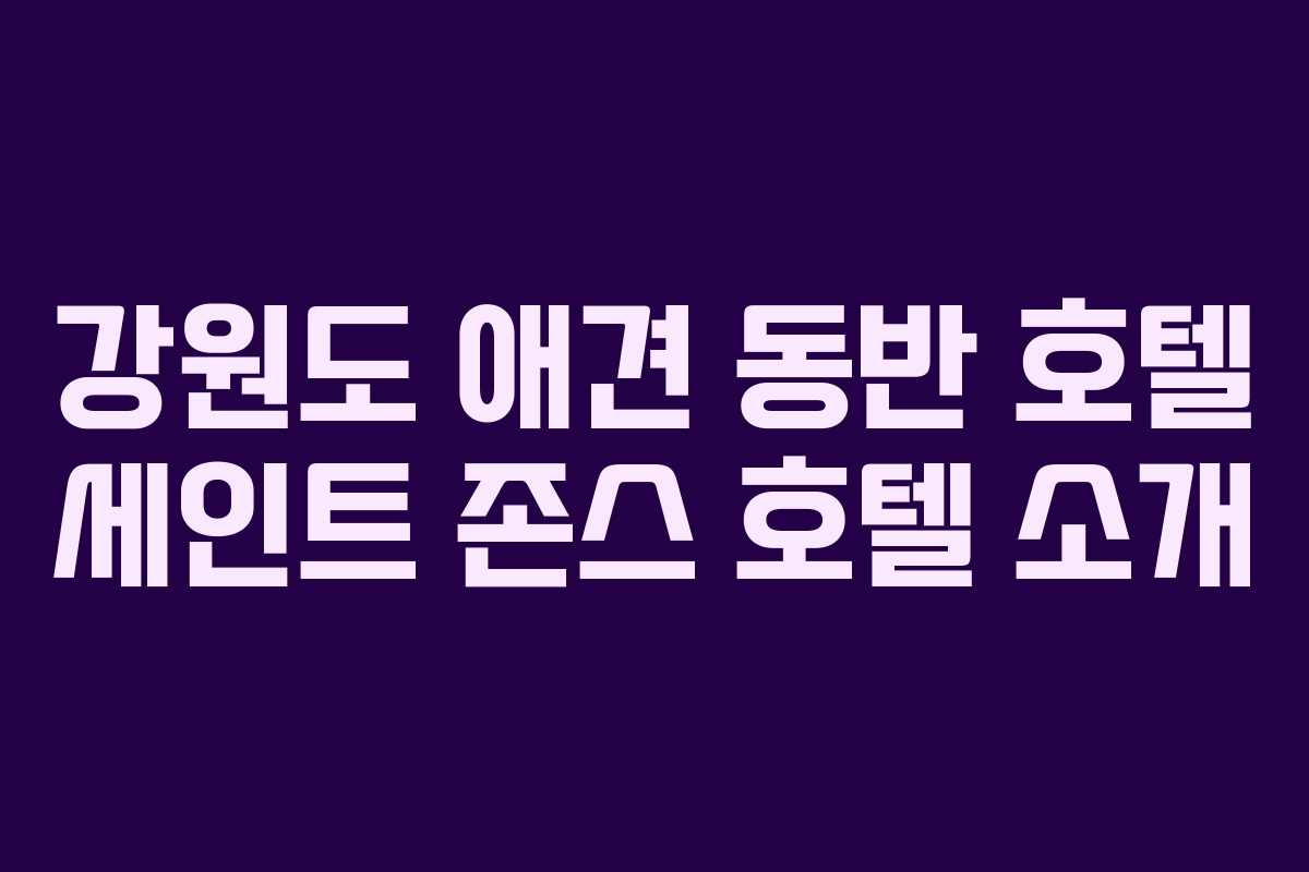 강원도 애견 동반 호텔 세인트 존스 호텔 소개