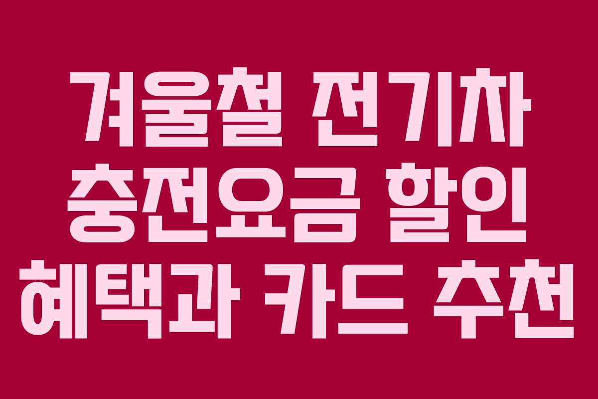 겨울철 전기차 충전요금 할인 혜택과 카드 추천