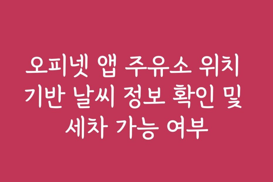 오피넷 앱 주유소 위치 기반 날씨 정보 확인 및 세차 가능 여부
