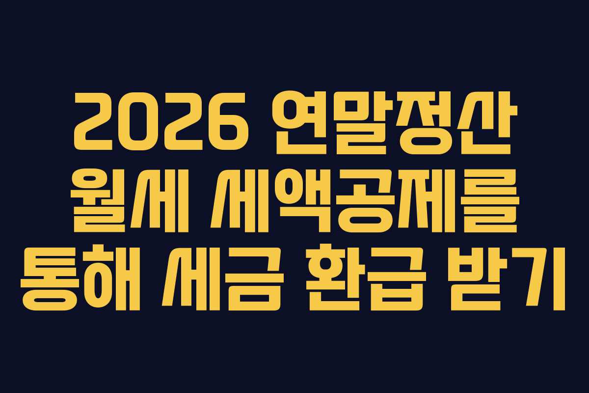 2026 연말정산 월세 세액공제를 통해 세금 환급 받기