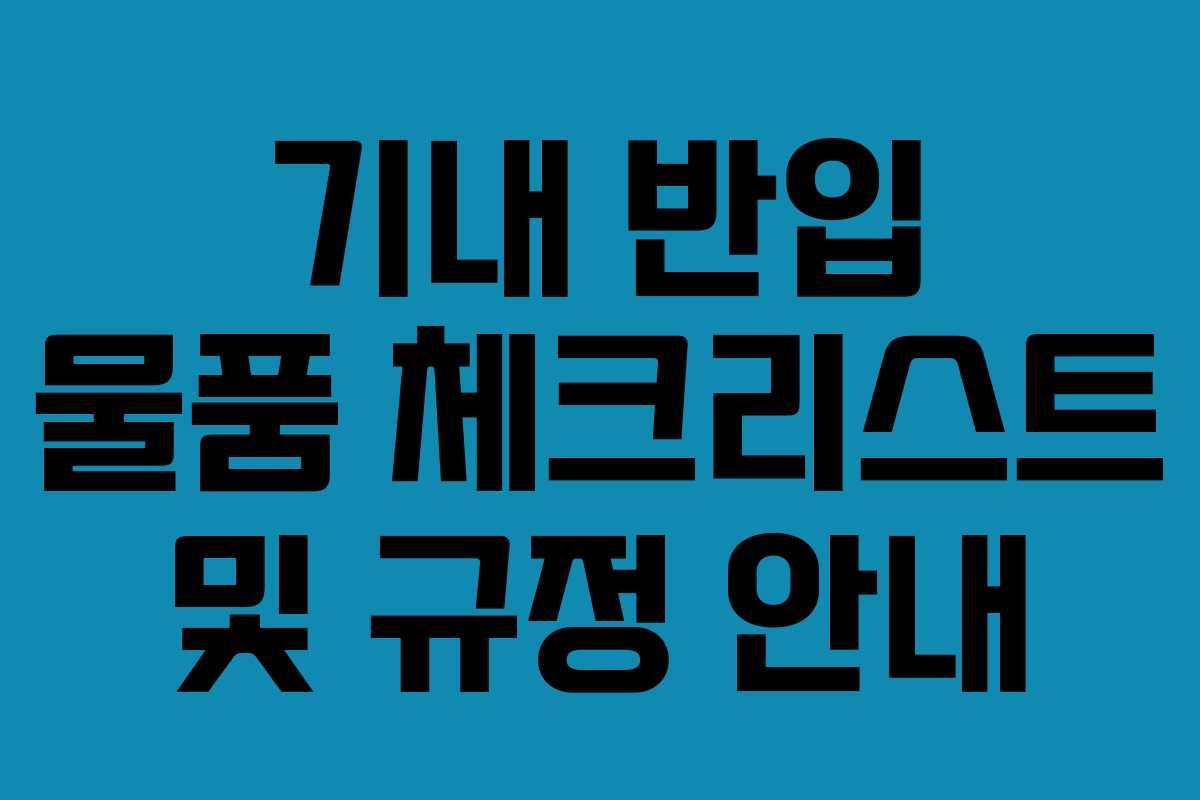 기내 반입 물품 체크리스트 및 규정 안내