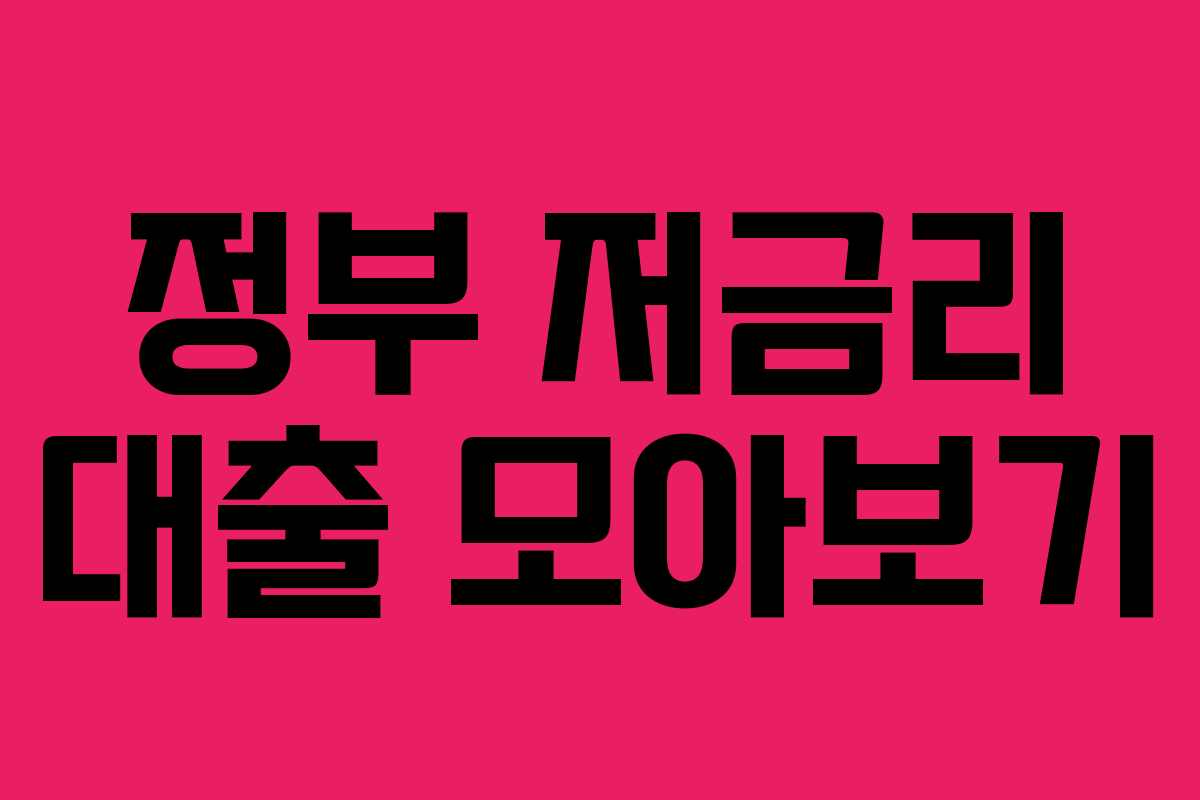 정부 저금리 대출 모아보기