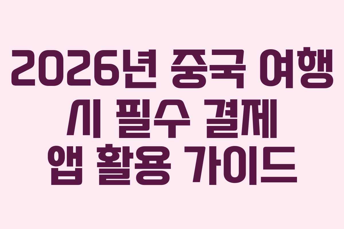 2026년 중국 여행 시 필수 결제 앱 활용 가이드