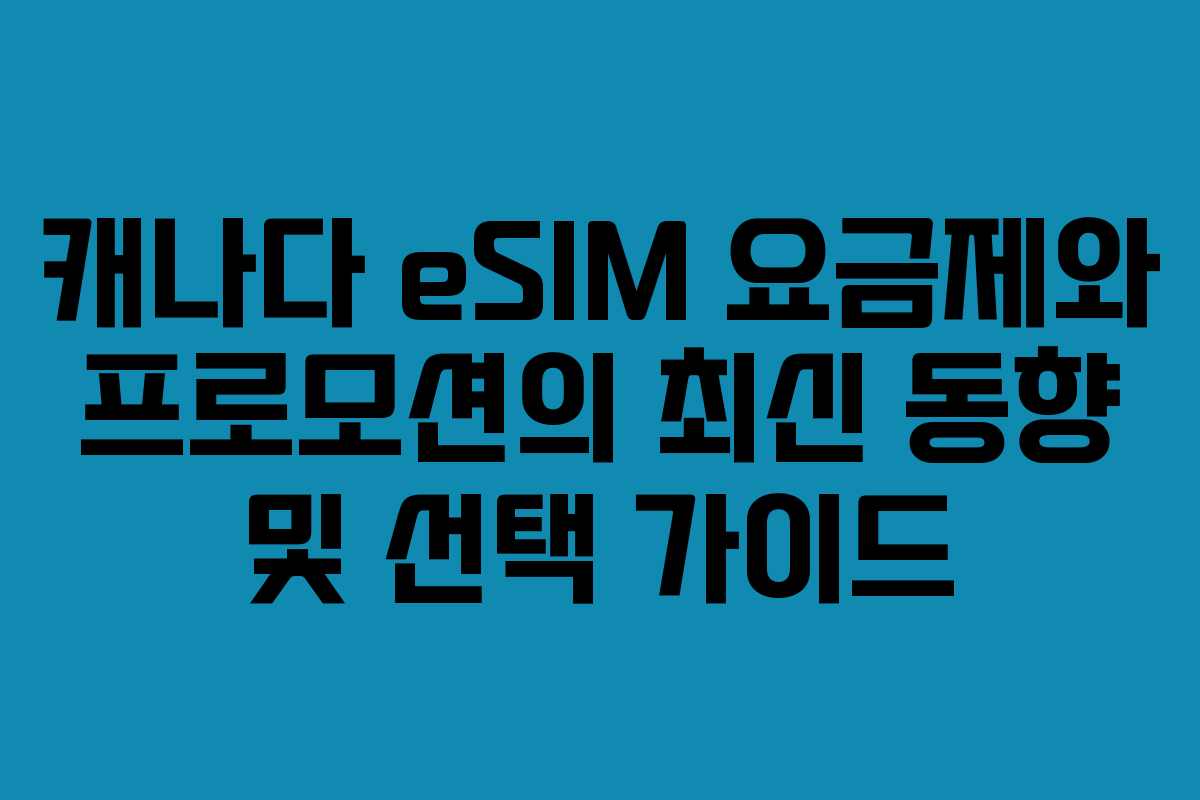 캐나다 eSIM 요금제와 프로모션의 최신 동향 및 선택 가이드