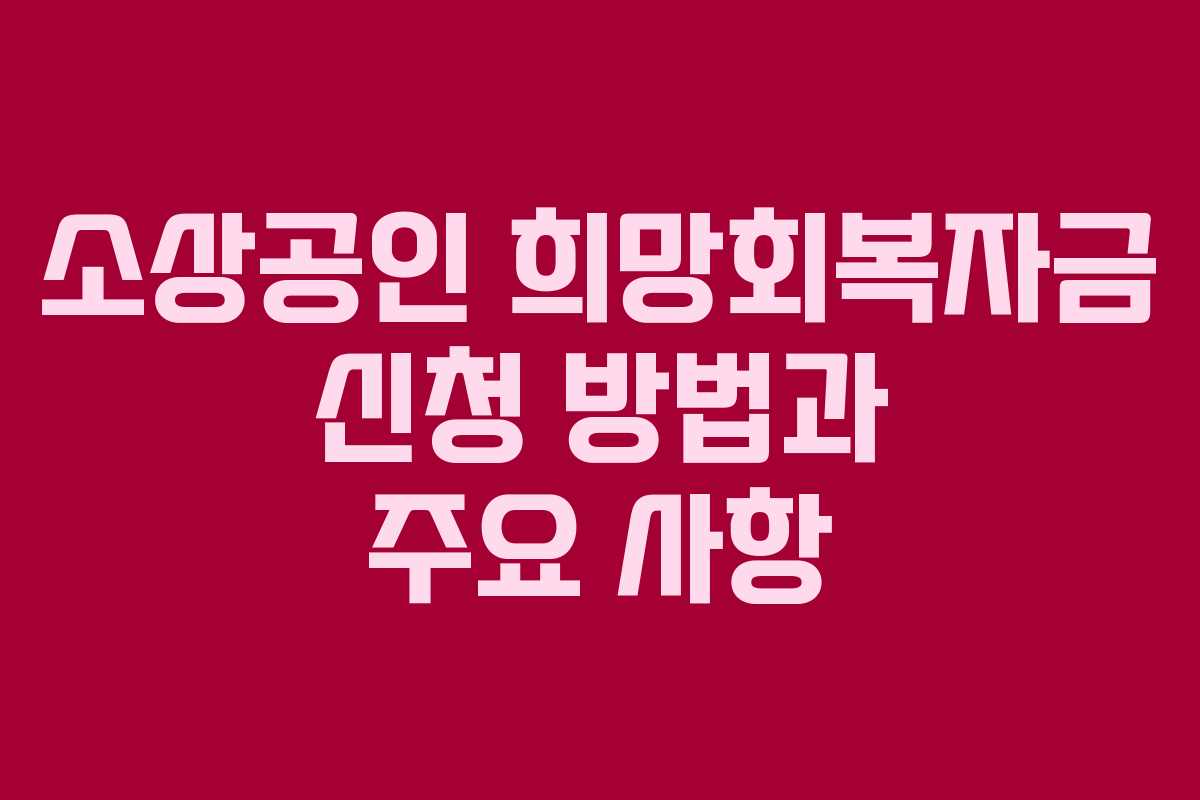 소상공인 희망회복자금 신청 방법과 주요 사항